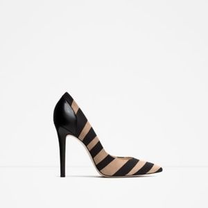 Zara Zebra Stripe Leather Heels